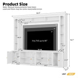 4-Piece Entertainment Center Wall Unit with Bookshelves,All-in-1 Large TV Stand with Tempered Glass Door for TVs Up to 80",92inch Media Console with Adjustable Shelves for Living Room (White-E) Tdewlye