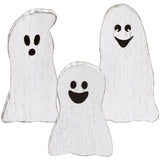 Suzile 3 Pcs Halloween Decor Wooden Ghost Sign Ghost Theme Table Centerpieces Cute Ghost Tiered Tray Decorations Rustic Farmhouse Ghost Sign for Halloween Fall Party Home Shelf Photo Prop Display Suzile