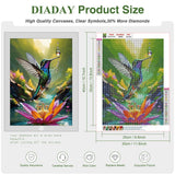 DIADAY 5D Diamond Painting Kits Hummingbird, Bird Diamond Art Kits for Adults Beginners, Full Drill Round Gem Dots Art DIY Craft Home Wall Decor Gift 12 x 12 Inches DIADAY