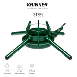 KRINNER Christmas Tree Genie Steel - Green Tree Stand - Original Single Cable Operation, Holds up to 15 ft Live Trees - Foot Pedal Setup & Water Reservoir - 4 Stabilizing Feet, German Made Krinner
