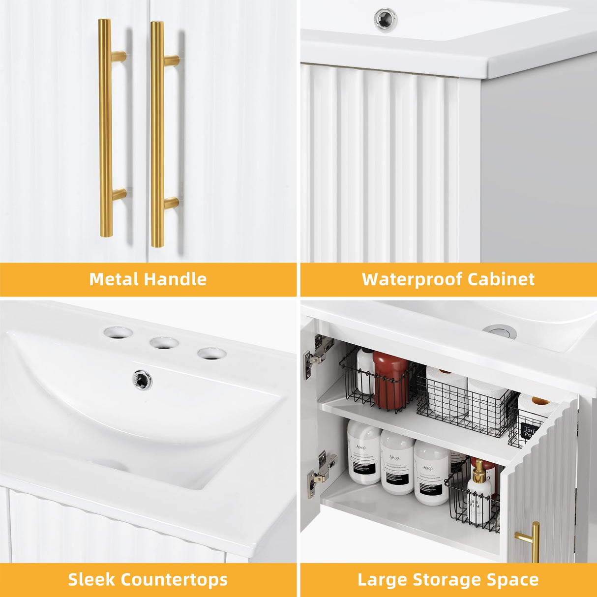 DWVO 24" Bathroom Vanity with Sink, Floating Bathroom Vanities Wall Mounted Bathroom Cabinet DWVO