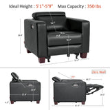 MCombo Zero Wall Recliner Chair, Wall Hugger Power Recliner Chair with Adjustable Headrest, High Wood Leg, USB & Type C Dual Charge Ports, for Living Room, Small Spaces, HL128 (Faux Leather, Black) MCombo