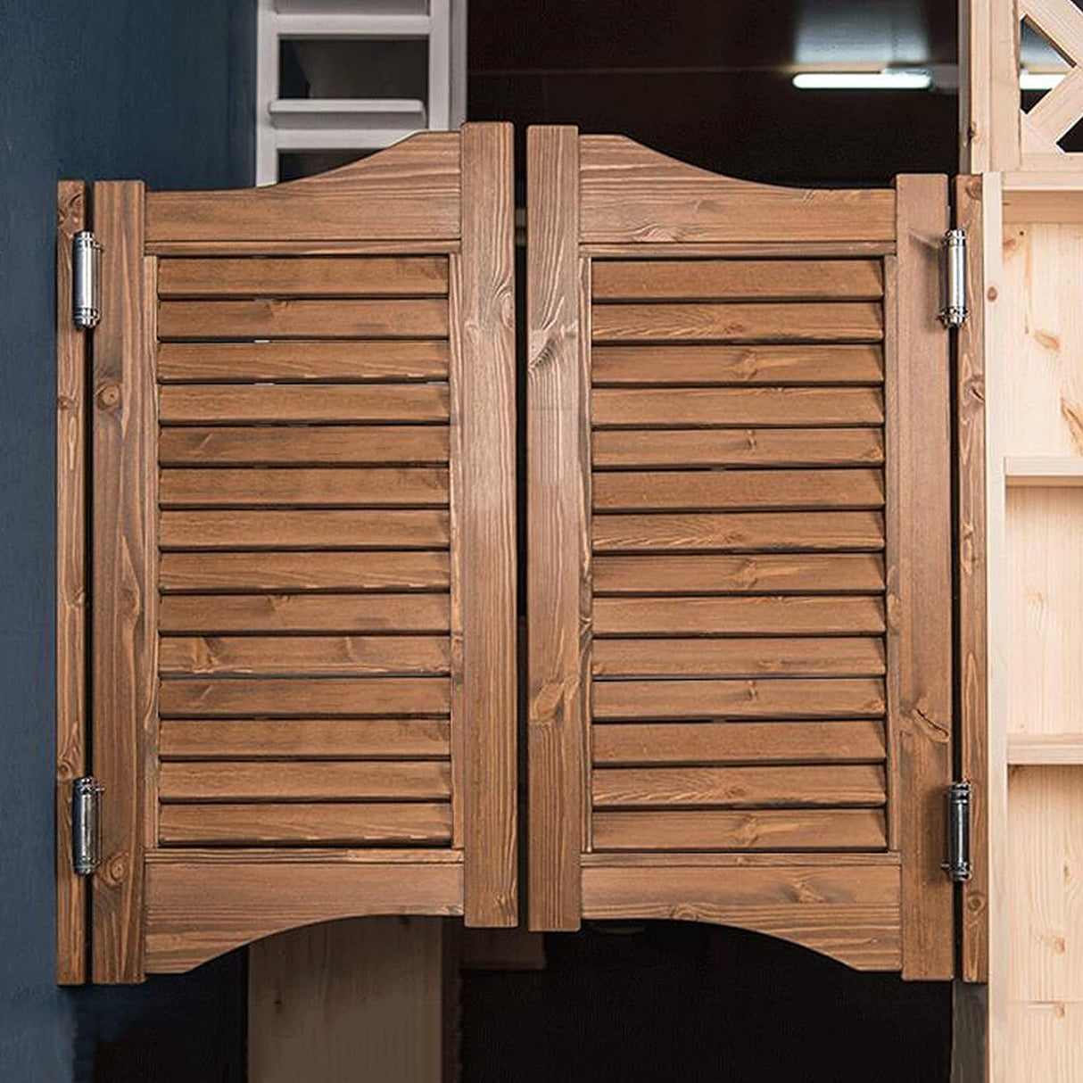 Cafe Swinging Doors,Retro Louvered Saloon Swing Door,Solid Wood Cowboy Door Partition Door Bar Kitchen Auto Close Fence Half Waist Door, with Stainless Steel Hinges,Customizable (W 33in x H 36in) NIANXINN