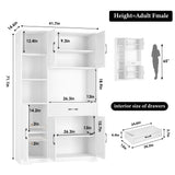 HOSTACK 71" Tall Kitchen Pantry Storage Cabinet, Farmhouse Food Pantry Cabinet with Microwave Stand, Barn Doors Kitchen Hutch Cabinet with Large Drawer and Shelves for Dining Room HOSTACK