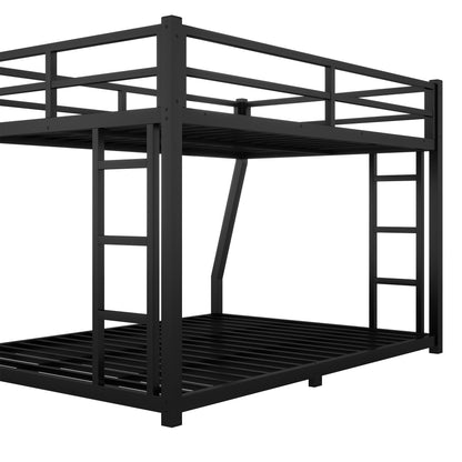 Miscoos Metal Full XL Over Queen Bunk Bed for Teens and Adults, Space-Saving/Noise Reduced/No Box Spring Needed, Black