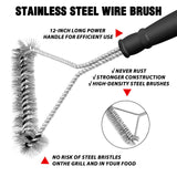 12 in Long Handle Barbecue Brush, BBQ Brush, Stainless Steel Brush Head, Barbecue Cleaning Brush with Lanyard, Suitable for All Kinds of Metal, Porcelain, Infrared Barbecue Grill WAKCHOU