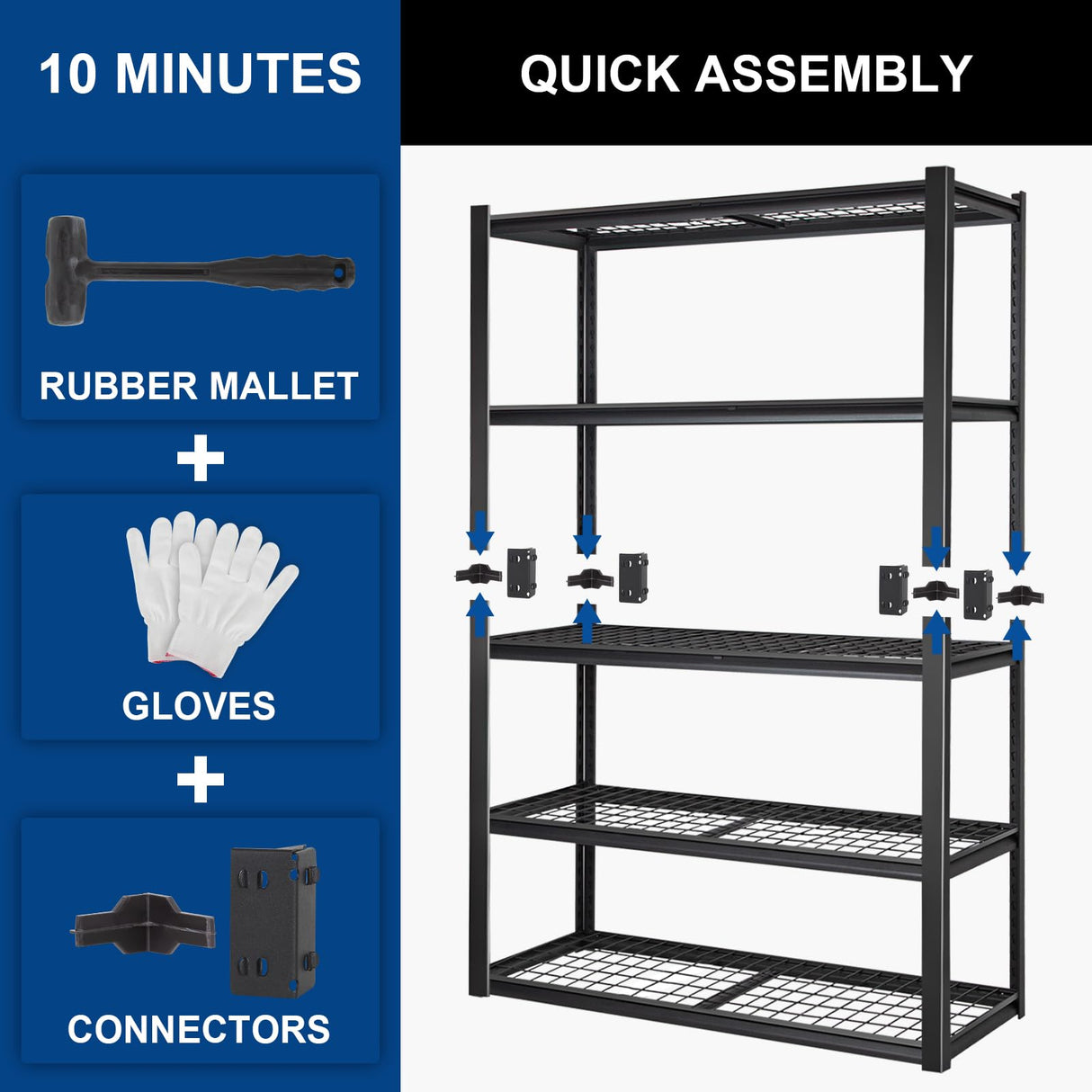 BILT HARD Garage Shelving 3000 LBS 36" W x 18" D x 72" H, Heavy Duty 5-Tier Metal Shelving Units with Adjustable Shelf, Steel Wire Utility Storage Shelves BILT HARD