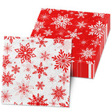 Christmas Snowflake Napkins, 40Pcs Red and White Winter Wonderland Snowflakes Napkins Disposable Luncheon Dinner Hand Napkin Towel for for Xmas Winter Holiday New Year Birthday Party Decorations CMUSKO