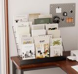 ybaymy 6-Tier 30" Wide Metal Magazine Holders,Wire Countertop Rack with Sign Channel,Retail Book Brochure Magazine Display Stand Literature Greeting CD Card Rack for Book Signing,Vendor Booth ybaymy