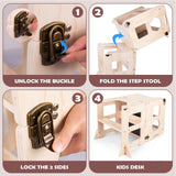 4-in-1 Toddler Kitchen Step Stool, Foldable Learning Standing Tower with Blackboard, Wooden Kitchen Stool Helper for Kids, 1-3 Year Old Boy Girl Gifts TINTECUSA