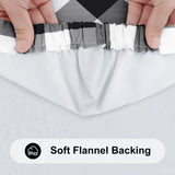 Smiry Rectangle Picnic Table Cloth, Elastic Waterproof Fitted Vinyl Tablecloth for 6 FT Tables, Flannel Backed Buffalo Plaid Table Covers for Dining, Camping, Outdoor (Black and White, 30" x 72") Smiry