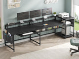 SEDETA L-Shaped Gaming Desk with Power Outlets, LED Lighting, and Ample Storage for Home Office SEDETA