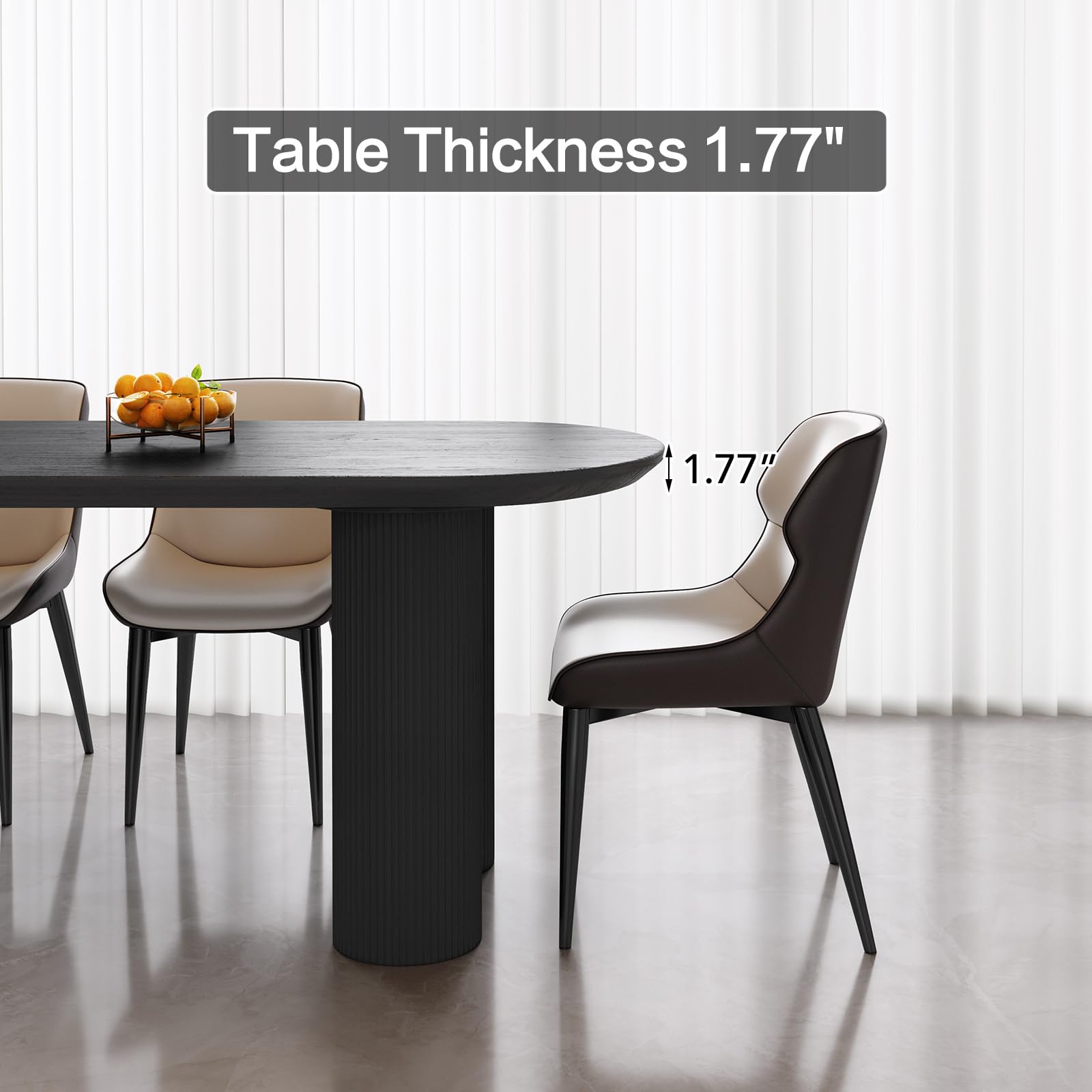 HOTICKME Dining Table Set of 7, 55.11" L Modern Rectangular Dining Table with 6 Chairs for Kitchen, Bar, Dining Room Table Set for 4-6 Person, Indoor Kitchen Table Set, Black - WoodArtSupply