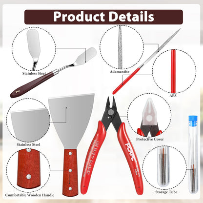 25 Pcs 3D Printer Tools Kit 3D Printing Accessories Include 2 Wire Brush 1 Putty Knife 1 Plastic Shovel 5 Diamond Files 2 Tweezer 10 Needles 1 Plier 1 Funnel 2 Scraper for Cleaning Removing F - WoodArtSupply