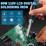 Soldering iron kit, 110V, 80W, fast heating within 10 seconds LCD digital adjustable temperature soldering iron gun, thermostatic soldering iron kit for electronic equipment FUMEIYI