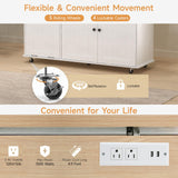 60" Kitchen Island with Power Outlet & Drop Leaf, Kitchen Rolling Island with Spice Rack & Towel Rack, Knife Holder, Kitchen Island Cart with Trash Storage Cabinet, Mobile Island Table for Kitchen ONBRILL