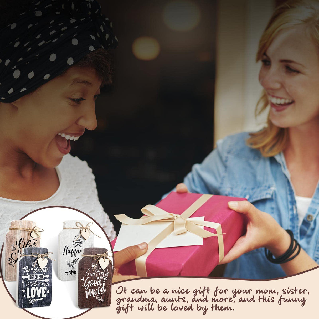 Weysat 4 Pieces Kitchen Wall Decor Mason Jar Set 5 x 8 Inch Wooden Farmhouse Dining Room Art Rustic Inspirational Kitchen Signs Decorations Mason Jar Wall Hanging Plaque Weysat