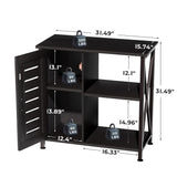 Herture 20-29 Gallon Fish Tank Stand, Aquarium Stand with Cabinet Accessories Storage, Heavy Duty Metal Frame, 31.49" L*15.74" W Tabletop, 330LBS Capacity, Black PG07YGB Herture