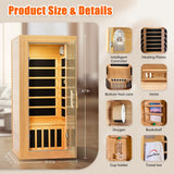 Far Infrared Sauna for Home 1 Person Hemlock Wood Dry Sauna Low EMF Heaters Panels Spa Indoor Sauna with Intelligent Control Panel 1180W, 31.5 * 31.5 * 67in Generic