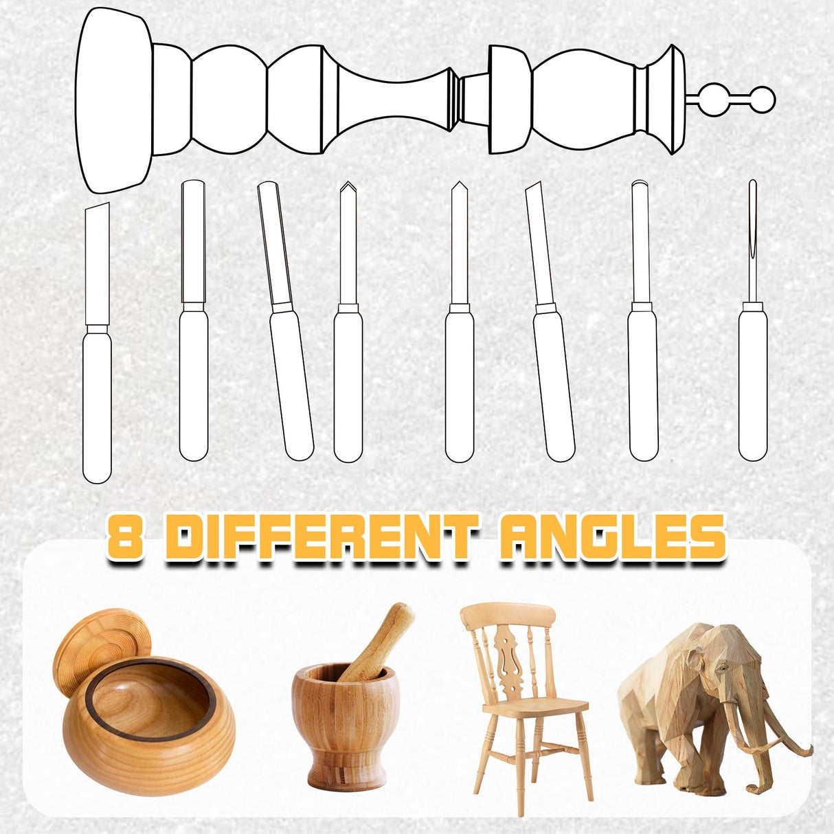 8 Pcs Wood Lathe Tools, Wood Chisel Sets, Suitable For Wood Working Tools, Which is Used for Lathe, is Suitable for Beginners and Professionals. LoTanop