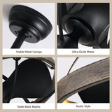 MOOONICHE 27'' Farmhouse Cage Ceiling Fan with Light Remote Control, Ash Brown Rustic Ceiling Fan with Lights,Vintage Chandelier Fan for Kitchen Dining Room Living Room MOOONICHE