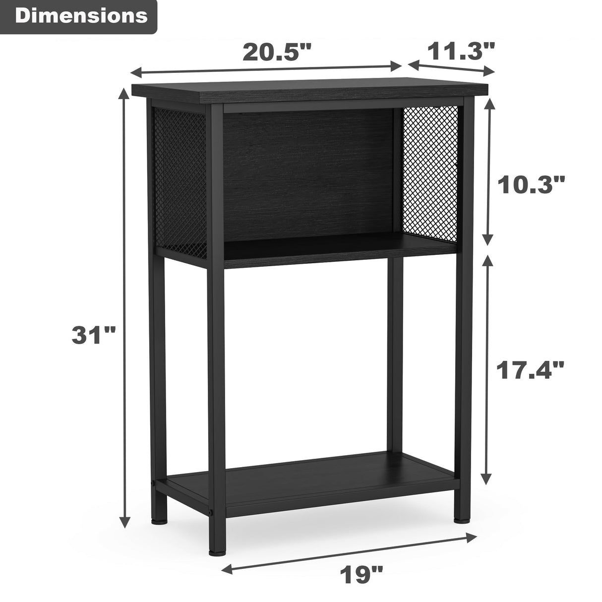 BSONE 5-10 Gallon Fish Tank Stand, Small Aquarium Stand Shelf, 0.71" Thickened Tabletop, 20.5" W×11" D ×31" H , Black BSONE