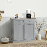 KIGOTY Dual Kitchen Trash Cabinet, Double Tilt Out Trash Can Cabinet with Countertop and Drawer, Free-Standing Pet Proof Recycling Cabinet Garbage Can Holder (Gray, 36" H) KIGOTY