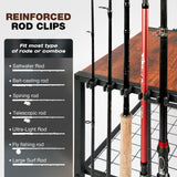 Ghosthorn Fishing Rod Holders for Garage Fishing Gear and Equipment Tackle Storage Cart Pole Rod Rack Hold up to 10 Rods Ghosthorn