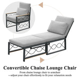 AECOJOY Outdoor Metal Chaise Lounge Chair, Convertible Patio Armchair with Cushions, Adjustable 5-Position Sun Recliner with Full Flat Tanning Function for Outside, Pool, 1 Pack AECOJOY