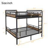 LEEKOUS Upgraded Version Thicken Metal Queen Over Queen Bunk Bed, Best Industrial Style Heavy Duty Queen Size Bunk Bed, Convertible into 2 Beds Wood Board, Water Pipe Design for Adults (Queen) LEEKOUS