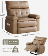 GarveeHome Oversized Extra Wide Recliner Chair - Faux PU Leather Large Manual Recliner for Adults, Exceptional Comfort Lazy Chair with 1.5X Sponge Filling and Easy Recline Mechanism for Relaxation GarveeHome