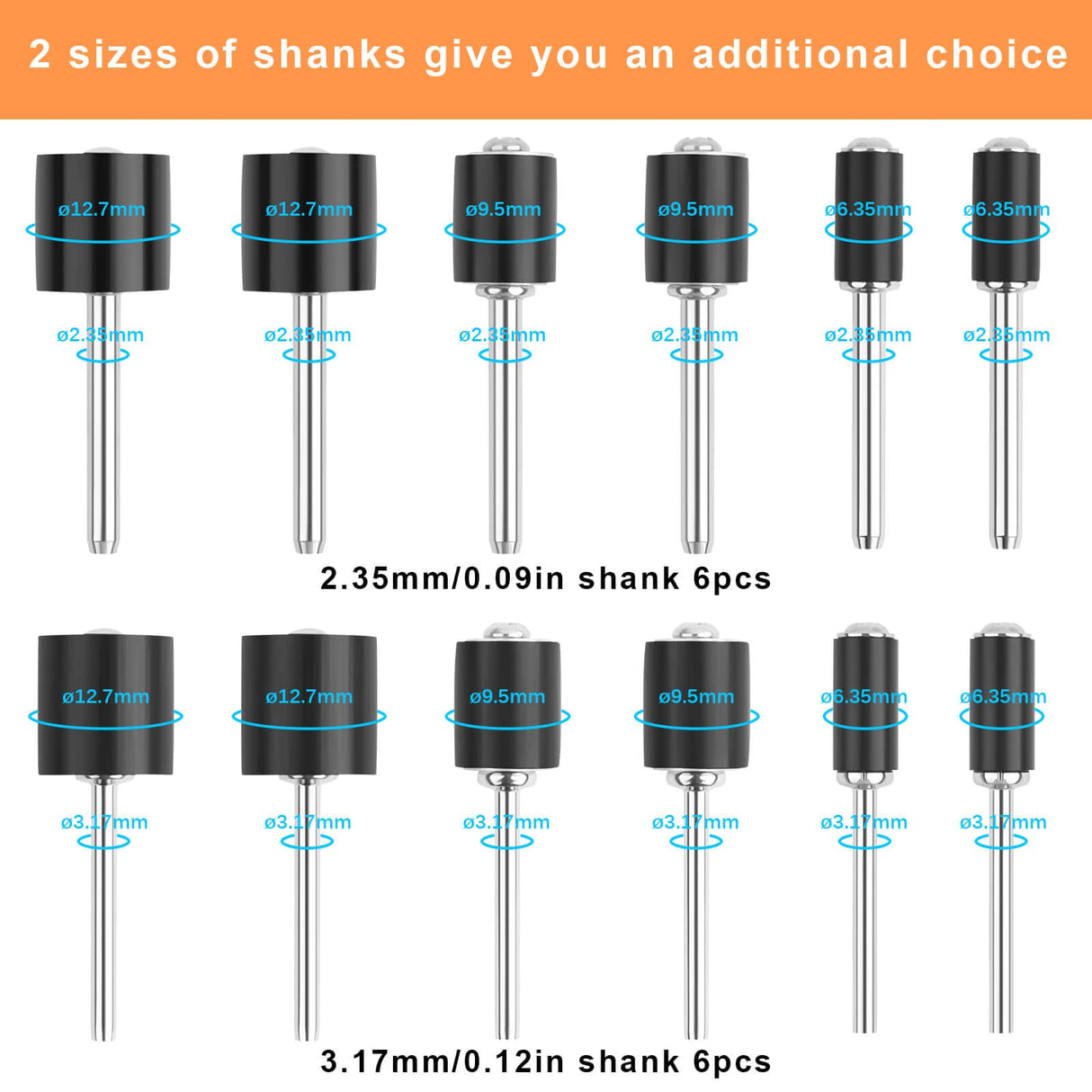 BAGTeck 162 Pieces Sanding Drums Kit Drum Sander for Drill with Storage Box Including 150 Pieces Sanding Band Sleeves and 12 Pieces Drum Mandrels for BAGTeck
