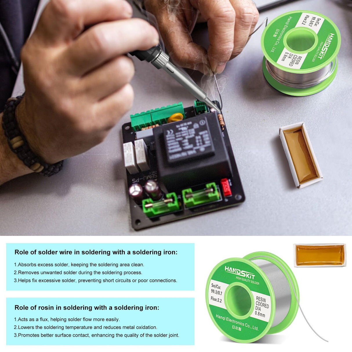 Soldering Iron Kit, 90W Soldering Iron LCD Adjustable Temperature, 13 in 1 Soldering Welding Iron Gun Kit with 5 Tips, Flux, Desoldering Pump, Stand, Tweezers, Wire Cutter, Solder Wire, Sponge, 110V HANDSKIT