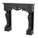 Deco 79 Wood Scroll Freestanding Fireplace Mantle with Floral Accents, 45" x 10" x 43", Black Deco 79