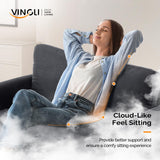 VINGLI 47" Small Couch, Linen Loveseat Sofa Black Mini Couch Mid Century Modern Decor Love Seat for Small Spaces Living Room, Bedroom, Play Room VINGLI