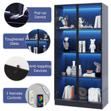 ZORPLIX Display Cabinet with LED Lights, Glass Display Case Cabinet with 4-Tier Shelves, Curio Cabinet with 2 Glass Doors, Storage Cabinet for Collectibles, Living Room ZORPLIX