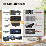 JOYURE 8 Pieces Patio Furniture Set All-Weather Outdoor Wicker Sectional Conversation Sofa Rattan Patio Seating Sofa with Cushion and Glass Table for Porch Poolside,Navy JOYURE