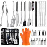 28PCS Stainless Steel BBQ Grill Accessories Set, Grilling Gifts for Men Birthday Father's Day, Portable Multifunction Grilling Utensils Tools Kit with Storage Bag for Outdoor Grill Camping BBQ Party MUYFIO