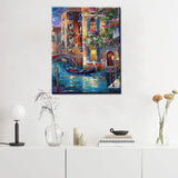 Venice Gondola Landscape Paint by Numbers Kits 16x20 inch Canvas Graffitic Building with Flowers DIY Oil Painting for Adults Beginner, 16''x20' inch Boat Paintwork with Brushes Office Decor(DIY Frame) Tucocoo