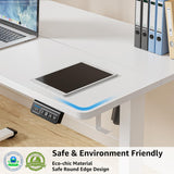 MOUNTUP Electric Height Adjustable Standing Desk, 48 x 24 Inches Sit Stand Desk with Memory Controller, Ergonomic Stand Up Desk for Home Office with Splice Board, White MOUNTUP