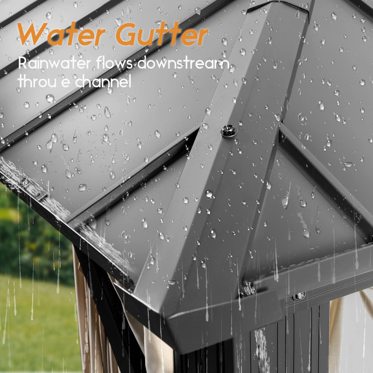 Warmally 12' x 16' Hardtop Gazebo, Outdoor Permanent Gazebo with Galvanized Steel Double Roof Canopy, Aluminum Frame Pavilion with Netting and Curtains for Patio, Deck, Backyard, Lawn and Gardens Warmally