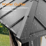 Warmally 12' x 16' Hardtop Gazebo, Outdoor Permanent Gazebo with Galvanized Steel Double Roof Canopy, Aluminum Frame Pavilion with Netting and Curtains for Patio, Deck, Backyard, Lawn and Gardens Warmally