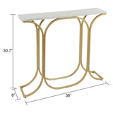 Silverwood Suzanne Slim Faux Marble Console Table, 8" L x 36" W x 30. 7" H, Gold Silverwood