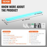 VEVOR LED Lighted Liquor Bottle Display, 1 Tier 40 Inch Wall Mounted Whiskey Rack Stand, 1 Step Commercial Illuminated Home Bar Shelf, Acrylic Drinks Light Shelves with RF Remote & App Control VEVOR