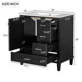 30" Bathroom Vanity with Sink, 30 Inch Bathroom Vanity with Top, 3 Drawers and 1 Soft Closing Door, Modern Bathroom Vanity with Sink 30 Inch for Bathroom (Black) Mirightone