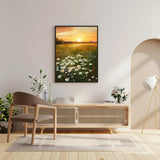 PUAGEMTI Spring Summer Flower Diamond Painting Sunset and Field of Daisies Paint by Numbers for Adults Beginners, Full Round Crystal Diamond Art Kits for Room Decor Bathroom Decor 12x16 inch PUAGEMTI