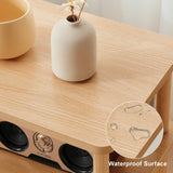 Apicizon 3 Tier End Table, Record Player Stand with Storage Shelf, Wooden Vinyl Record, Nightstand Bedside Table for Small Spaces, Bedroom, Living Room, Easy Assembly, Natural Apicizon