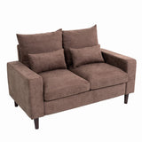 Panana Linen Fabric 2 Seater Loveseat with Armrest, Double Seat Compact Sofa Couch for Living Room Furniture (Brown) Panana