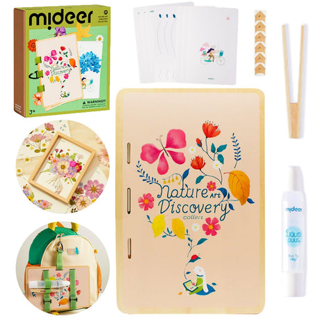 Happytime Flower Press Kit for Kids, Creativity Crafts DIY Plant Drying Set, Wooden Convenient to Carry, Gift for Boys and Girls Happytime