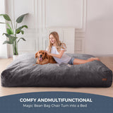 MAXYOYO Giant Bean Bag Chair Bed for Adults, Convertible Beanbag Folds from Lazy Chair to Floor Mattress Bed, Large Floor Sofa Couch, Big Sofa Bed, High-Density Foam Filling, Machine Washable MAXYOYO